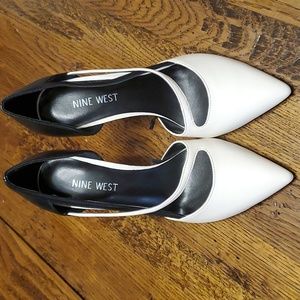 Nine West black and white heels